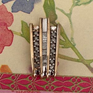 Exquisite Solid 10k Gold Baguette Genuine Natural Diamonds Slider Pendant.